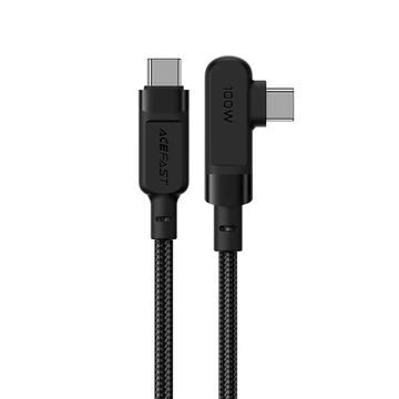 Acefast C5-03 90° USB-C – USB-C PD gyorstöltő kábel 100W, 2 m – Fekete
