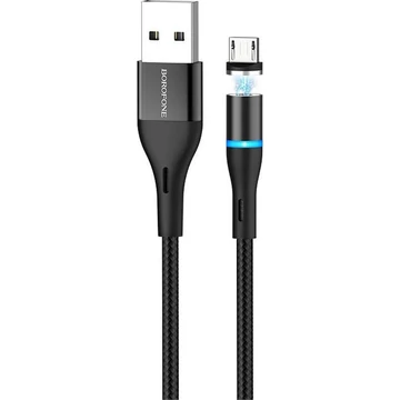 Borofone BU16 mágneses micro USB adatkábel – 1,2 m – Fekete
