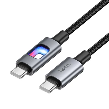Hoco U144 USB-C – USB-C gyorstöltő kábel LED világítással 60W 1,2 m – Fekete