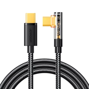 Joyroom S-CC100A6 USB-C – USB-C 100W gyorstöltő és adatkábel (90°-os csatlakozó), 1.2 m – Fekete