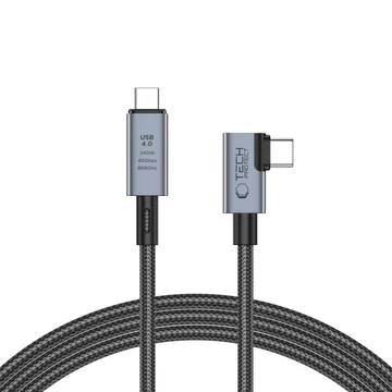 Tech-Protect UltraBoost Max L USB-C 4.0 – USB-C 4.0 (90°) PD 240W kábel, 1.5 m – Szürke