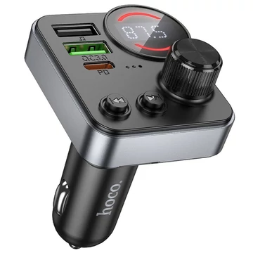 Hoco E86 Bluetooth FM transzmitter 48W gyorstöltés, USB-C + USB-A – Fekete