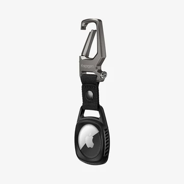 Spigen Rugged Armor tok Apple AirTag-hez karabinerrel – Fekete