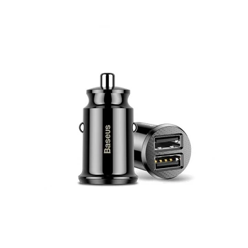 Baseus Grain Autós Töltő – 2× USB-A, 3.1A – Fekete