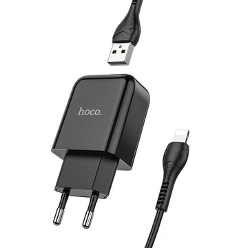 Hoco N2 Hálózati Töltő + Lightning Kábel 2.1A Fekete