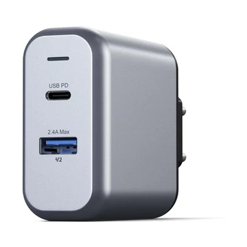 Satechi Dual Port Hálózati Töltő Usb Type-C PD 30W Szürke