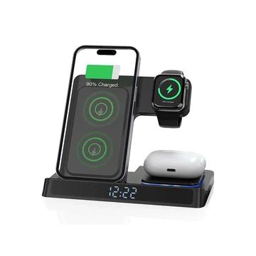 WiWU Power Air 5-in-1 Vezeték Nélküli Töltő És Ébresztőóra – Fekete