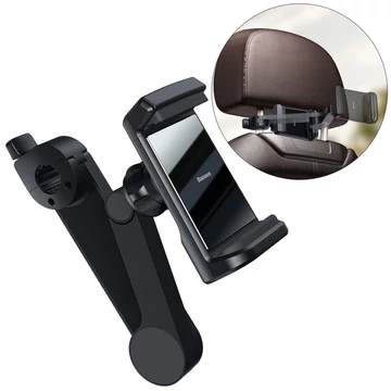 Baseus WXHZ-01 Fejtámlára Szerelhető Telefontartó Vezeték Nélküli Töltéssel, 4.7"-6.5" – Fekete