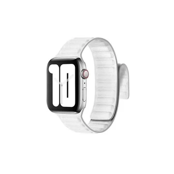 Apple Watch 44/45/46/49 mm Mágneses Bőrszíj Fehér