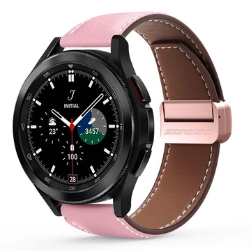 Dux Ducis YA Genuine Leather 22 mm Bőrszíj Pink (Samsung Galaxy Watch/Huawei Watch/Honor Watch/Xiaomi Watch)