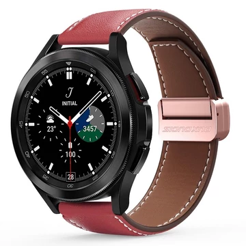 Dux Ducis YA Genuine Leather 22 mm Bőrszíj Piros (Samsung Galaxy Watch/Huawei Watch/Honor Watch/Xiaomi Watch)