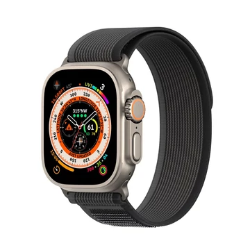 Dux Ducis YJ Woven Nylon Apple Watch 44/45/46/49 mm Szíj Fekete/Szürke