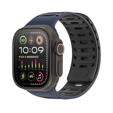 Dux Ducis CS mágneses szilikon szíj Apple Watch 44/45/46/49 mm – Kék/Fekete