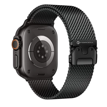 Forcell F-Design FA11 rozsdamentes acél szíj Apple Watch 44 / 45 / 46 / 49 mm – Fekete
