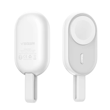 Veger Pomme 1200 mAh mini powerbank Apple Watch-hoz, vezeték nélküli töltés, USB-C – Fehér