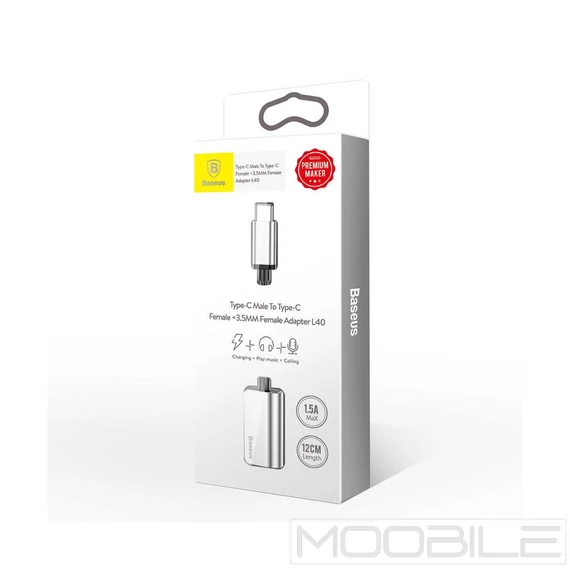 Baseus L40 Audio Adapter Type-C - 3,5Mm Jack+Type-C Ezüst
