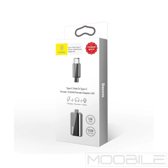Baseus L40 Audio Adapter Type-C - 3,5Mm Jack+Type-C Fekete