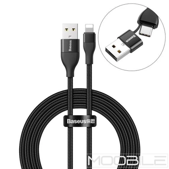 BASEUS DUAL USB-A/TYPE-C - LIGHTNING ADATKÁBEL 1M 18W FEKETE