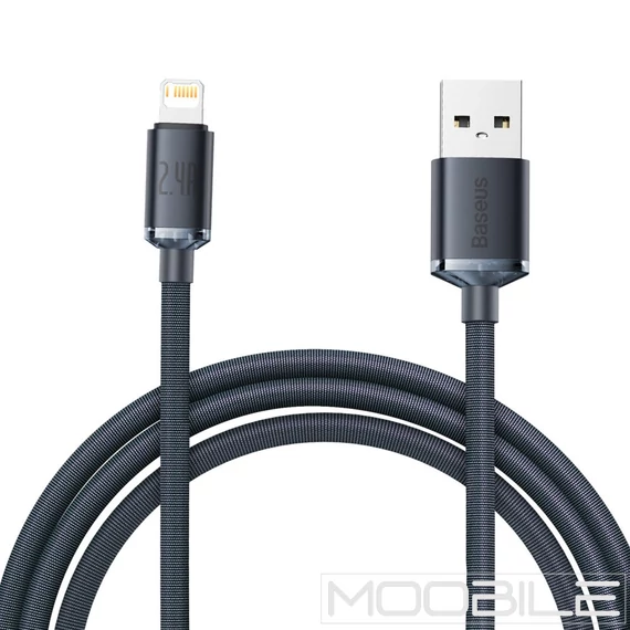 Baseus Crystal Shine Series USB – Lightning kábel 2 m, 2.4A – Fekete