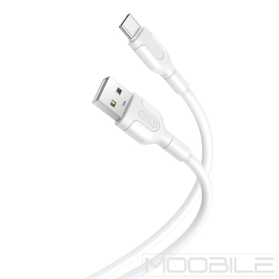 XO NB212 adat- és töltőkábel, USB – USB-C, 2.1A, 1 m – Fehér