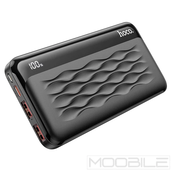 Hoco J90 Led Dual Usb + Type-C Power Bank 10000 mAh 22.5W Fekete