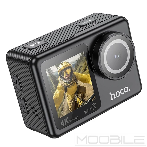 Hoco DV101 sportkamera dual képernyővel, 13&quot; + 2&quot;, 4K/30fps – Fekete