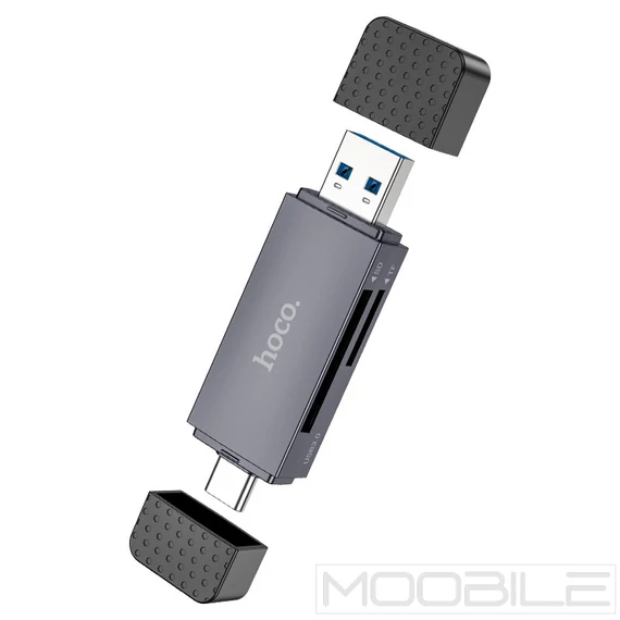 Hoco 2-in-1 kártyaolvasó USB-A 3.0 / USB-C 3.0 – Szürke