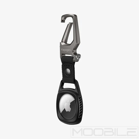 Spigen Rugged Armor tok Apple AirTag-hez karabinerrel – Fekete