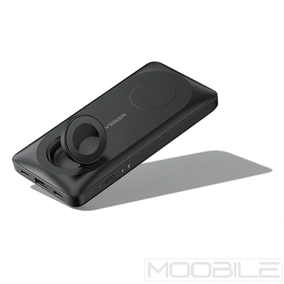 Veger W1156 Power Bank + Magsafe Vezeték Nélküli + Apple Watch Töltő 10000 mAh 22.5W Fekete