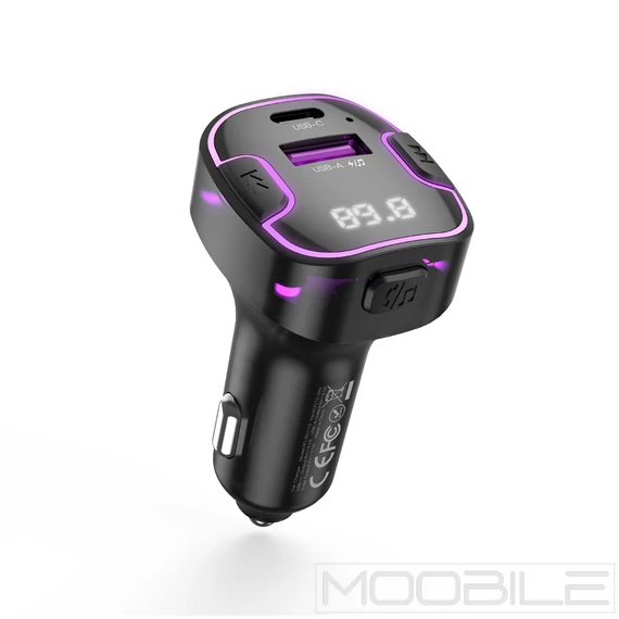 XO BCC12 Bluetooth FM transzmitter és autós töltő 3.1A – Fekete
