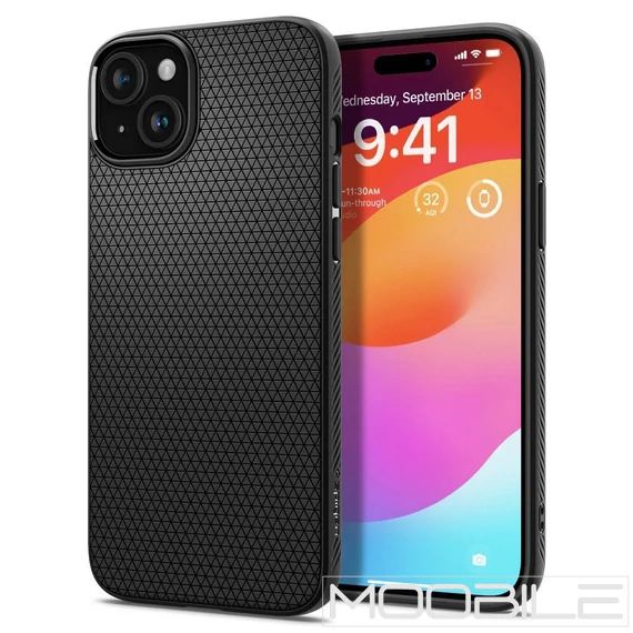 Spigen Liquid Air tok - Apple iPhone 15 - Fekete