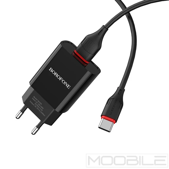 Borofone Ba20A Hálózati Töltő Type-C 2.1A Fekete