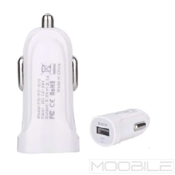 Devia Smart Autós Töltő 1Usb 2.1A Fehér