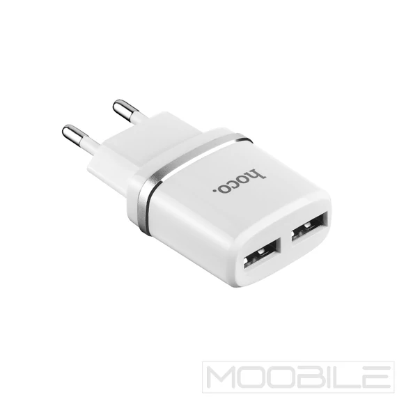 Hoco C12 Hálózati Töltő 2Usb 2.4A Fehér