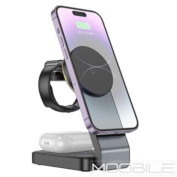 HOCO CQ3 3IN1 MAGSAFE VEZETÉK NÉLKÜLI TÖLTŐ 15W FEKETE