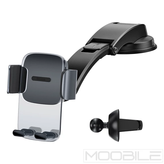 Baseus Easy Control Clamp 2in1 autós tartó műszerfalra és szellőzőrácsra – Fekete