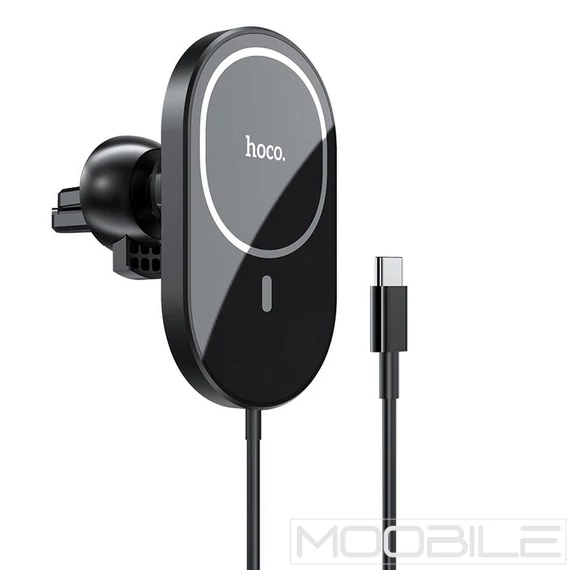 Hoco CA90 Magsafe Autós Tartó Wireless Töltés Funkcióval 15W Fekete