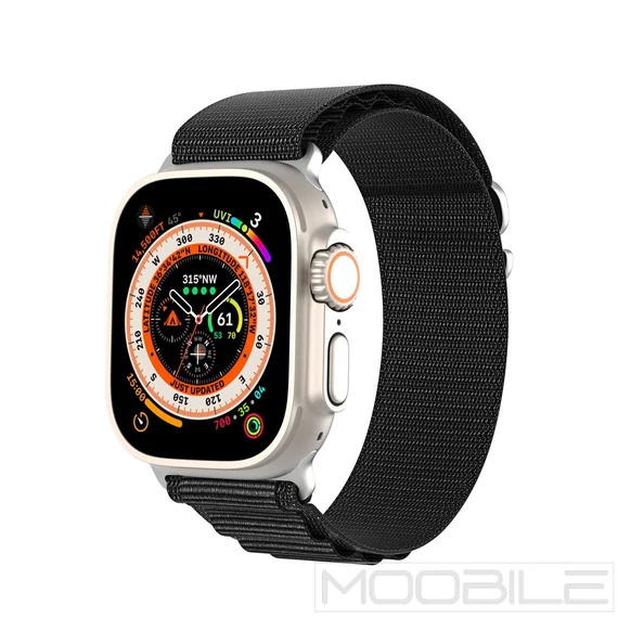 Dux Ducis GS Woven Nylon Apple Watch 44/45/46/49 mm Szíj Fekete