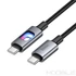 Kép 1/6 - Hoco U144 USB-C – USB-C gyorstöltő kábel LED világítással 60W 1,2 m – Fekete