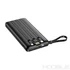 Kép 4/20 - Veger C10 Powerbank 10000 mAh beépített kábelekkel – USB-C, Lightning, Micro USB, LED kijelző – Fekete